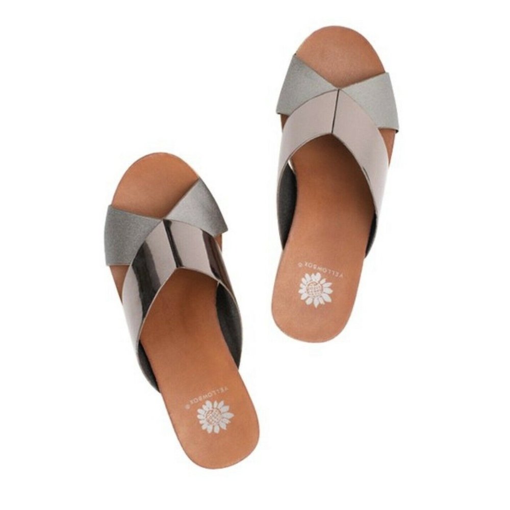 Yellow Box Womens Ilysia Pewter Gray Wedge Sandals Platforms 9 Medium (B,M)